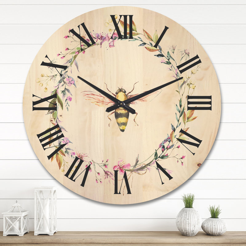 Horloge murale Bee in Wildflowers, Très grand