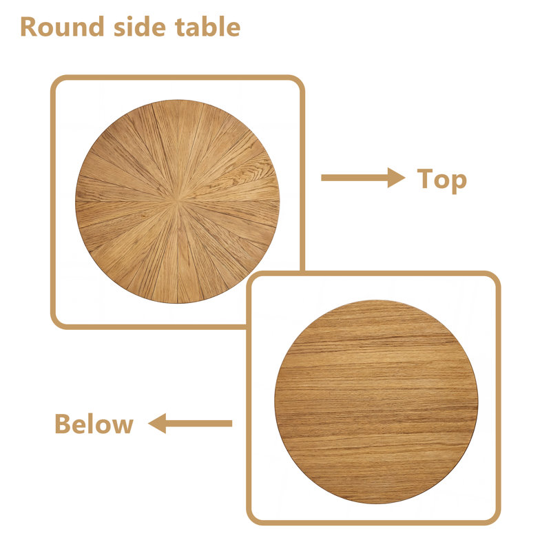 Table de bout ronde en bois à deux niveaux, Naturel/noir