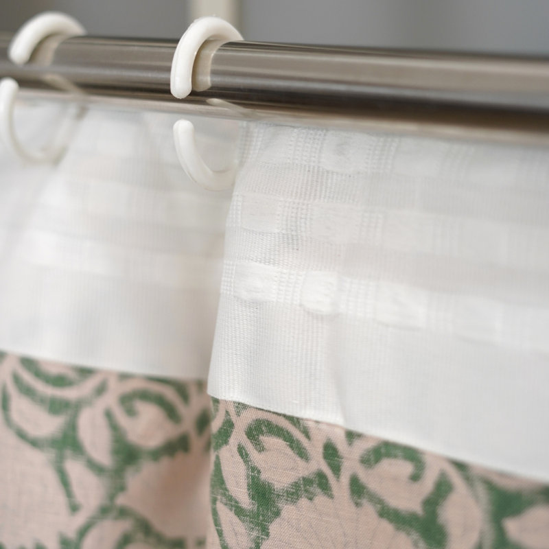 Rideau à panneau plat en lin de couleur verte imprimé à la main et imprimé à la main pour le salon et la chambre à coucher, rideaux et rideaux en lin Boho Farmhouse