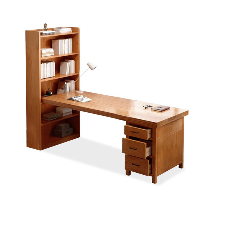 Bureau rectangulaire en bois massif Cerise, Retour à gauche, H 29,53 po x l 62,99 po x P 27,56 po