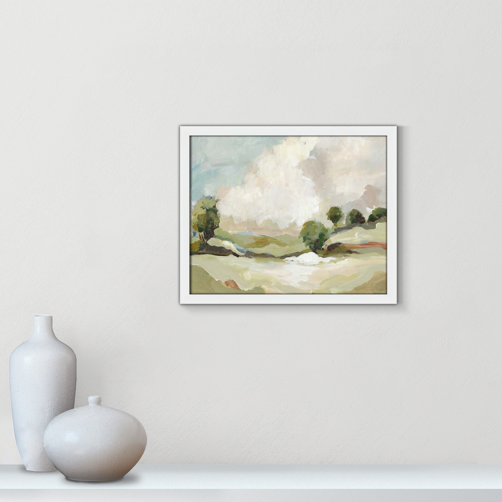 Pastoral Land by Allison Pearce, 16" H x 19" W x 1.25" D, White