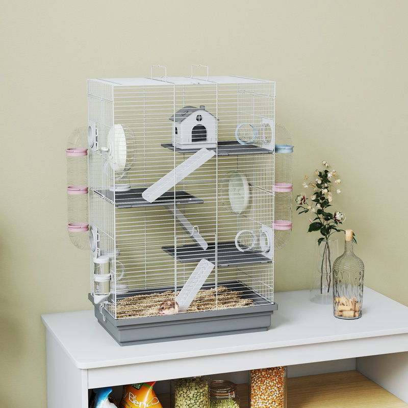 Grande cage à hamster, cage à gerbille pour hamster nain, souris, gris