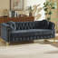 Canapé Chesterfield de 82 pouces en velours avec coussins ronds, boutons capitonnés, détails cloutés, pieds en métal et boucle de suspension-732426761