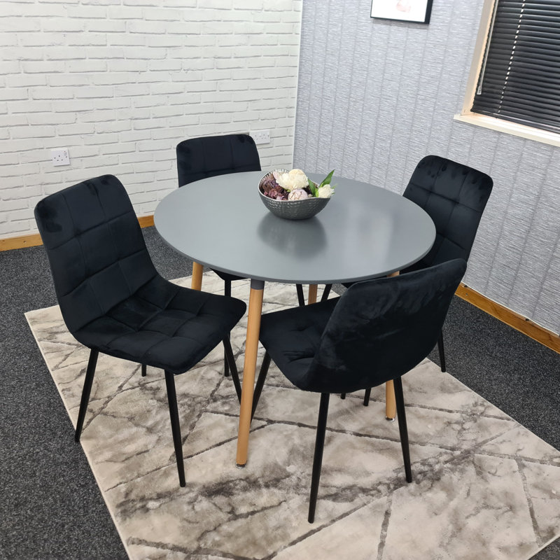 Gordin 4 - Person Dining Set, Grey, Black