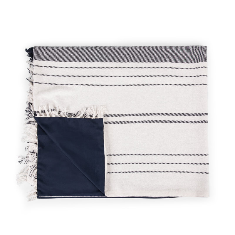 Montecito Outdoor Picnic Blanket with Harness, Blue/White