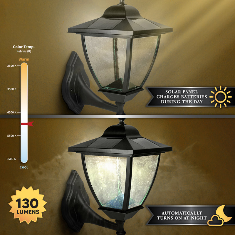 Black Aluminum LED Solar Post and Wall Light