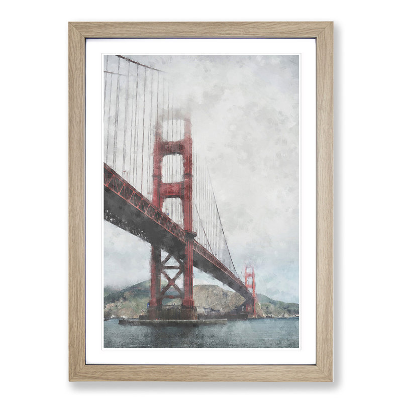Golden Gate Bridge Vol.4 - Picture Frame Painting, 36cm H x 27cm W x 2cm D, Oak Framed