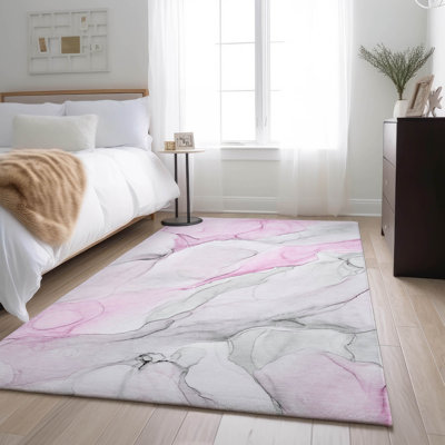 Premium Machine Washable Cerrito AMF515 Pink Rug