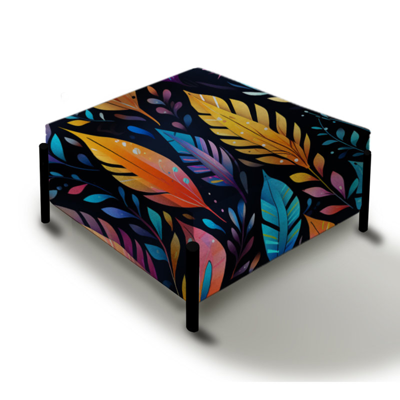 Tribal Dreamscape Feather Motif Boho - Grand repose-pieds carré Boho