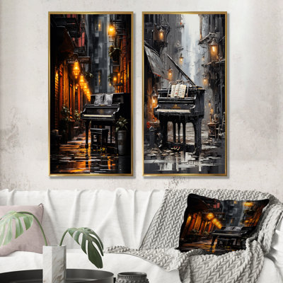 Piano Urban Upright - Ensemble de 2 reproductions d'art sur toile