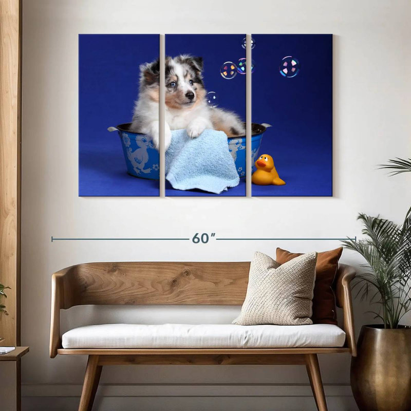 Brampt Puppy Bath Time, 32" H x 50" W