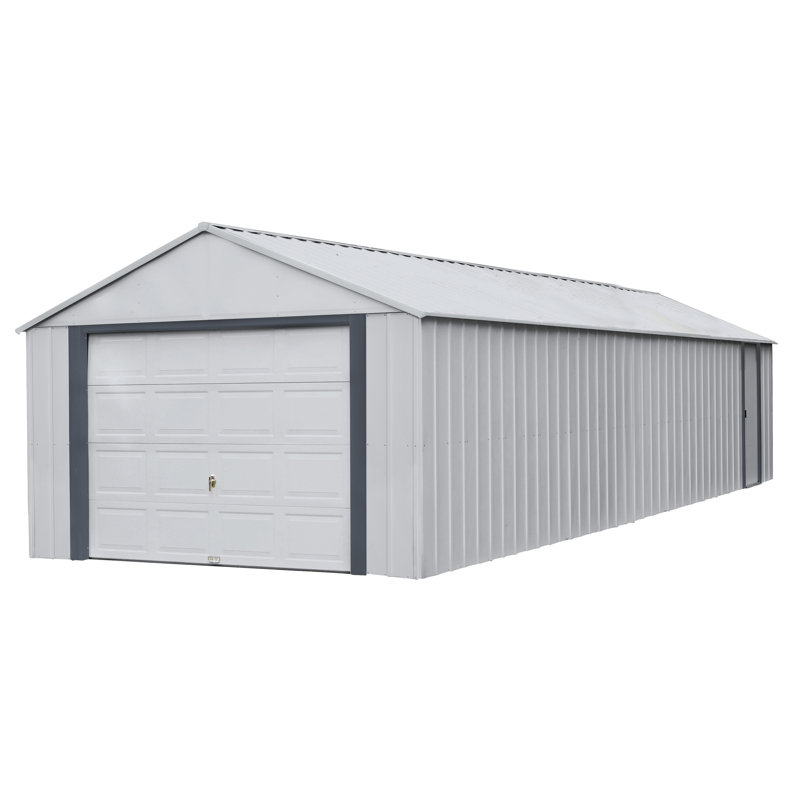 Murryhill 12' x 31' Gray Galvanized Steel Garage Kit with Shelving