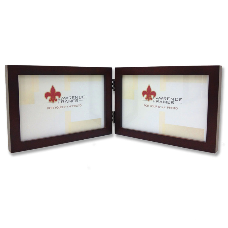 Cadre à photo double à charnière, Espresso, 6 po x 4 po