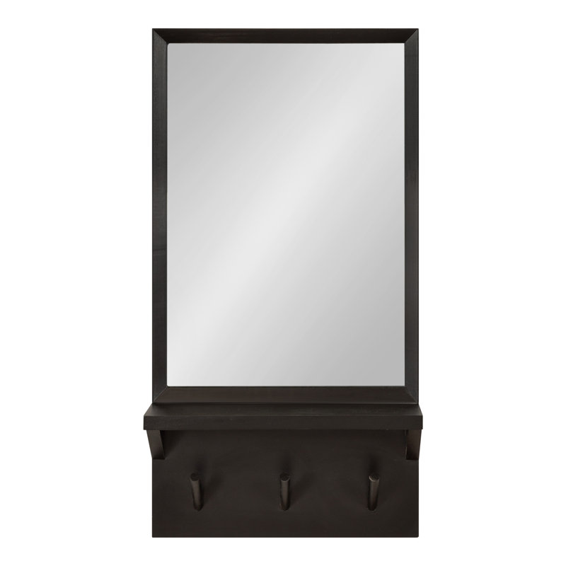 Jaela Wood Flat Mirror, Black, 30'' x 16''