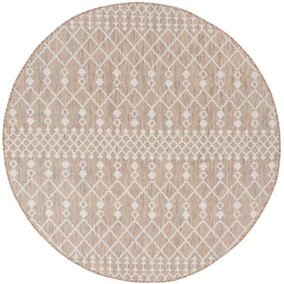  Positano 4' x Round Beige Modern Rug