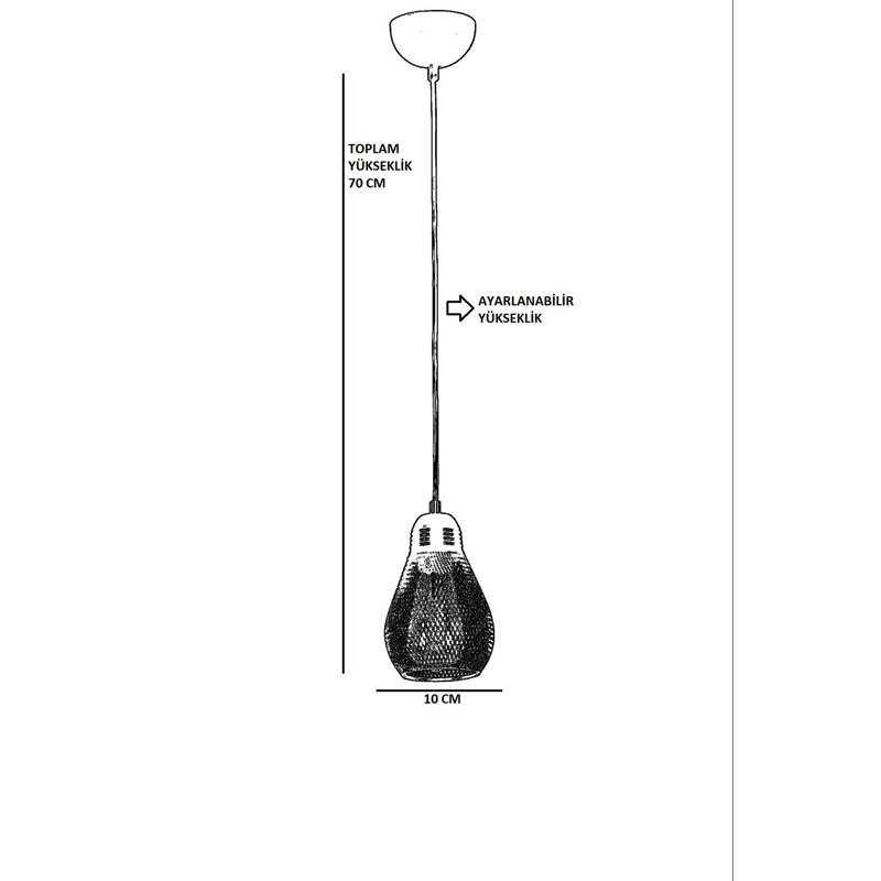 Lustre, Noir, H 27,51 po x l 3,93 po x P 3,93 po