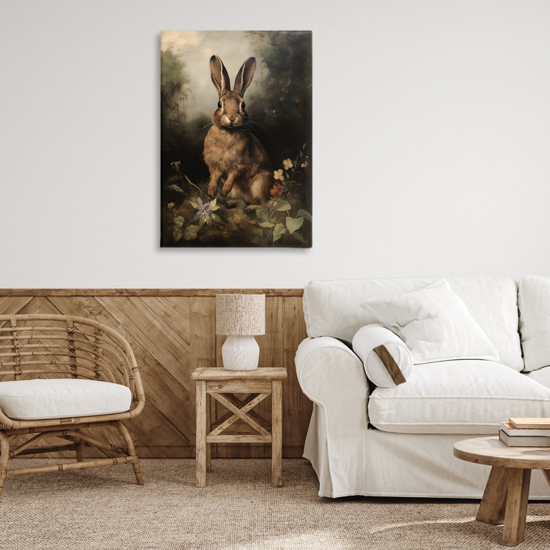 "Bunny in Nature", art mural sur toile par Petal Prints Design, H 36 po x l 24 po