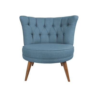 Modern Wing Chair, Sax Blue, Solid Wood Frame, 31.5 x 30.3 x 29.5 inches | 100% Polyester Fabric, 32 DNS Foam for Ultimate Comfort | Easy Clean, Stylish Design for Home & Hotel Use