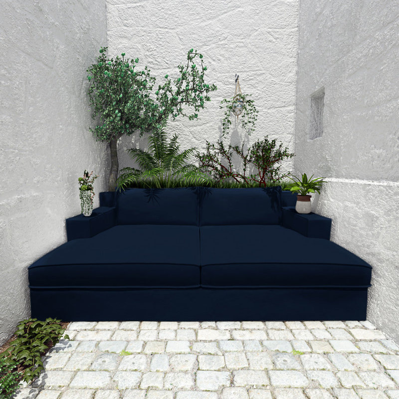 Lit de jour Mulberry Square, Brume moelleuse en velours, Naturel