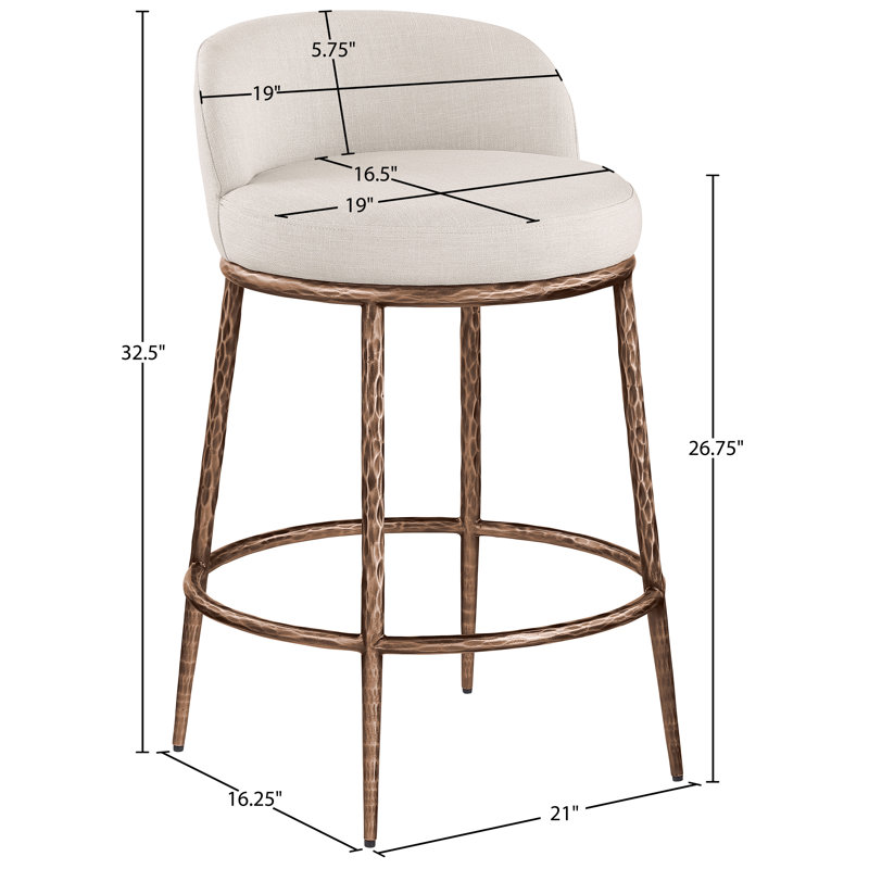Tabouret de comptoir Ferro Hessle, Siège beige / structure bronze