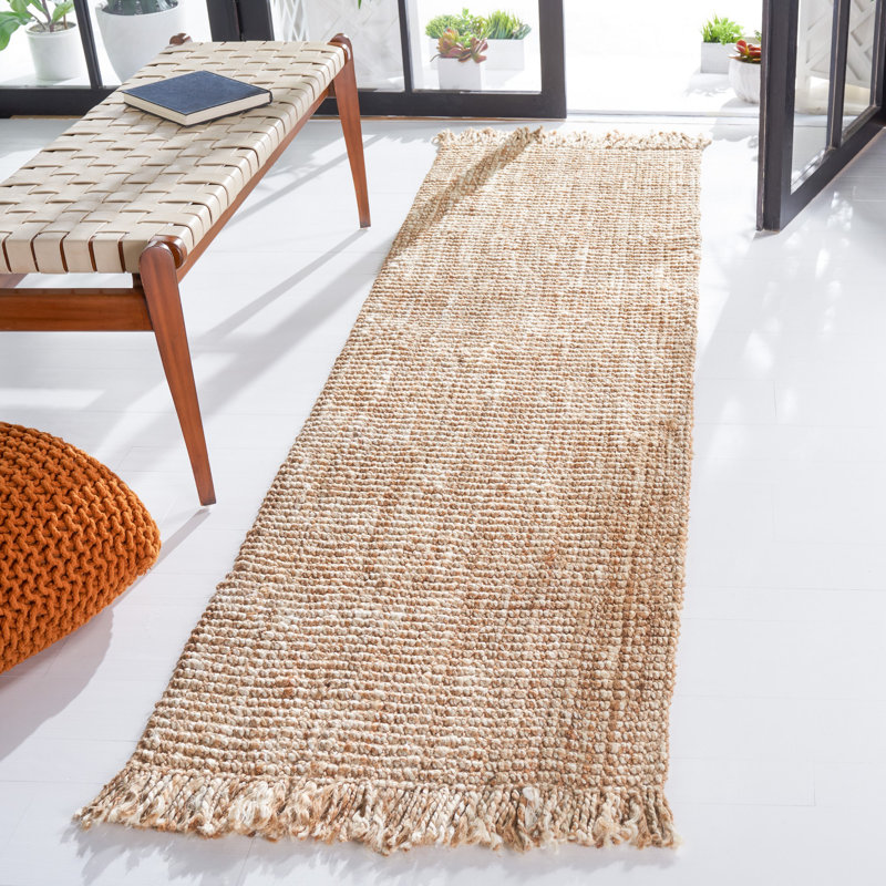Tapis en jute tissé à la main Rhiann, Tapis de couloir 2 pi 3 po x 8 pi