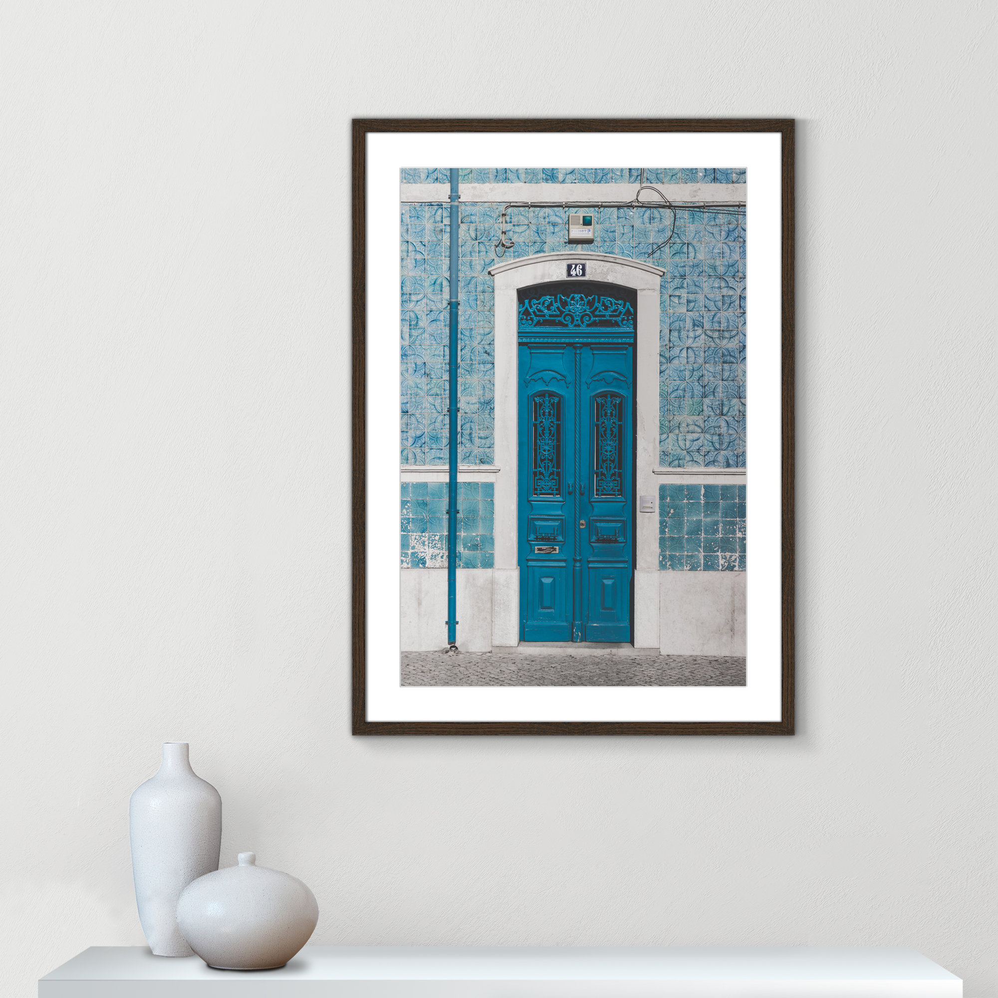 Blue Door Of Caldas De Rainha, Portugual by Catarina Carvalho, Walnut, 35.5" H x 25.5" W x 0.75" D