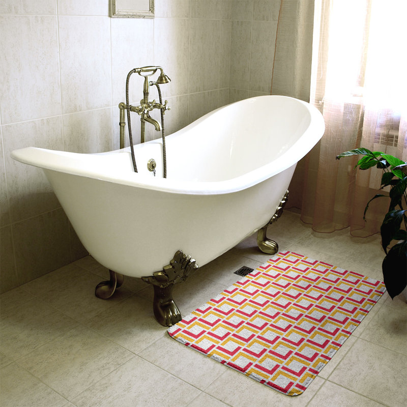 Tapis pour salle de bain Kansas, Blanc / rouge / doré, l 17 po x L 24 po