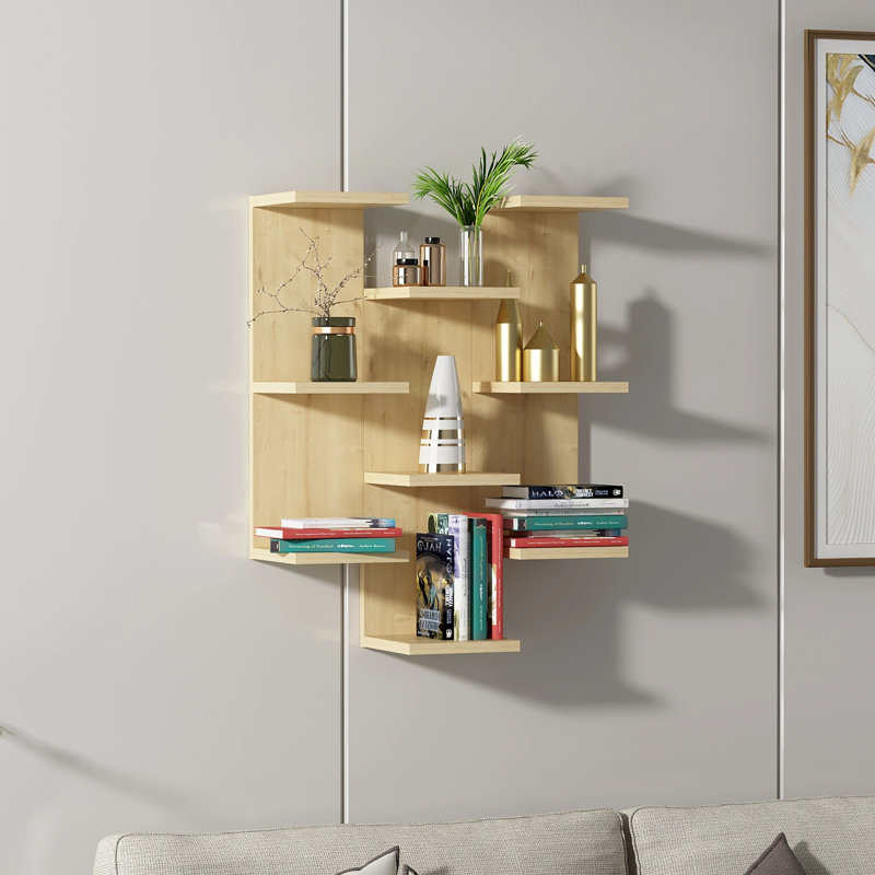 Conaty 9 Piece Floating Shelf, Oak