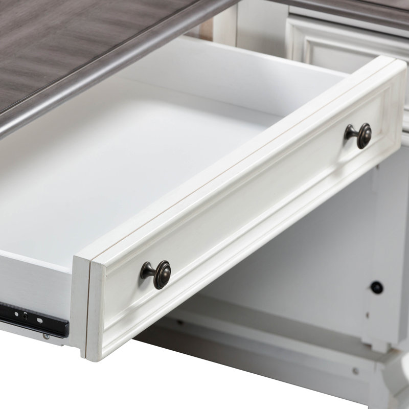 L-Shaped Executive Desk, Gray/White