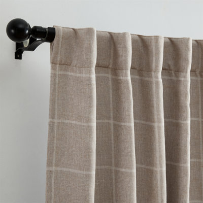 Saffo Windowpane Plaid/Grid Room Darkening Window Curtain