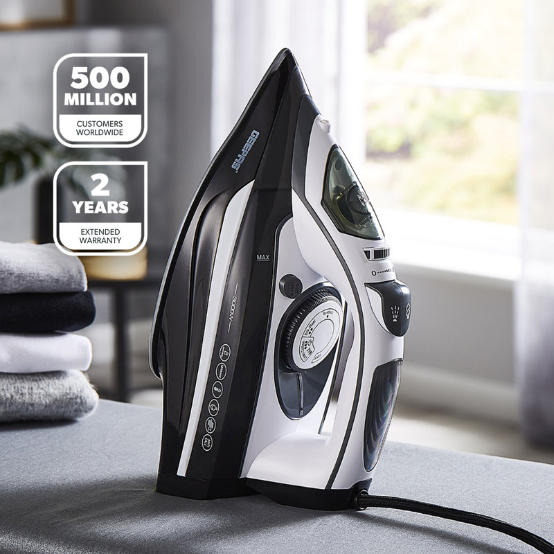 2 in 1 Dry & Steam Iron with Ceramic Soleplate 3000W, Black