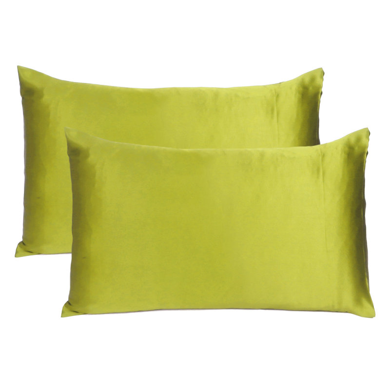 Taies d'oreiller en satin, Grand, Vert tilleul