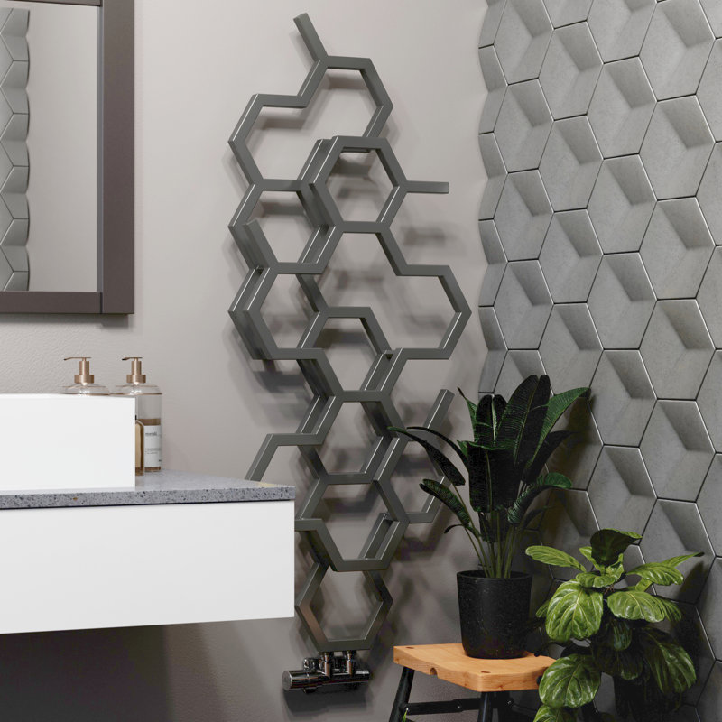 Hex Vertical Designer Radiator 1200Hx486W, Grey