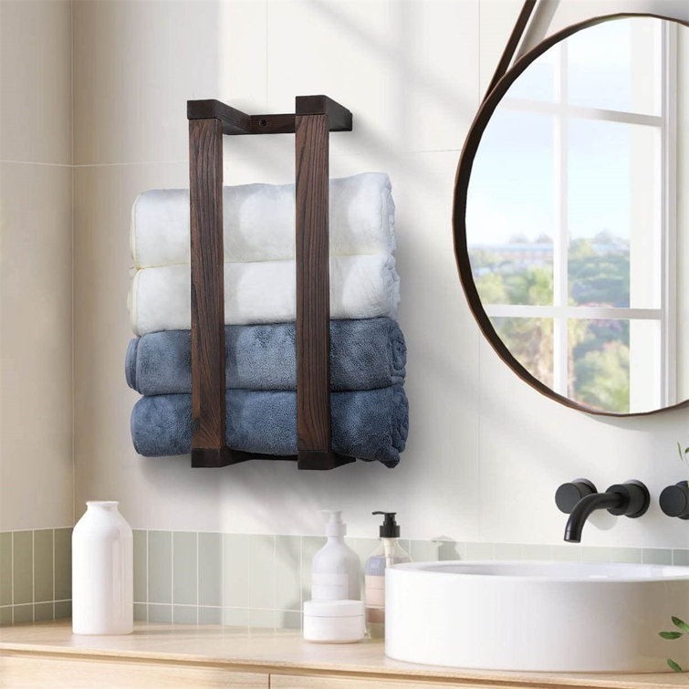 Wall-mounted towel rack for bathroom - Ash Wood – Holbox Spirit