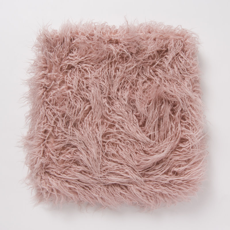 Tabouret en fausse fourrure d'agneau, Rose