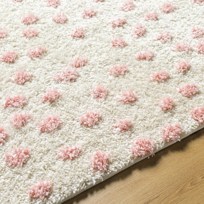 Tapis à poils longs Harrisonburg, Rectangle 7 pi 10 po x 10 pi, Beige / Rose