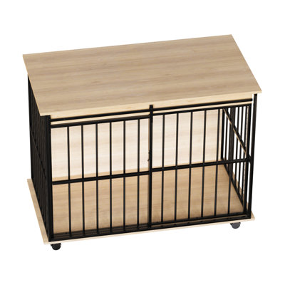 Dog Crate Furniture With Tray - And Comfort For Big Dogs, Reinforced Structure, Versatile Function As Console, Evenly Spaced Bars, Quick Assembly Cage Ideal Large Breeds, Build, Detachable Tray, Wide