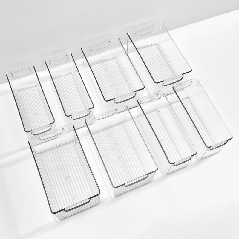 iDesign 8-Piece Recycled Plastic Small Stackable Kitchen Organizer Bin Set, Clear