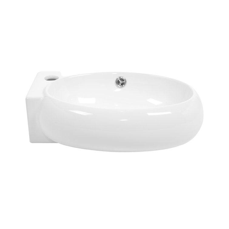 16"x11"Ceramic Rectangular Wall Mount Bathroom Sink with Single Faucet Hole