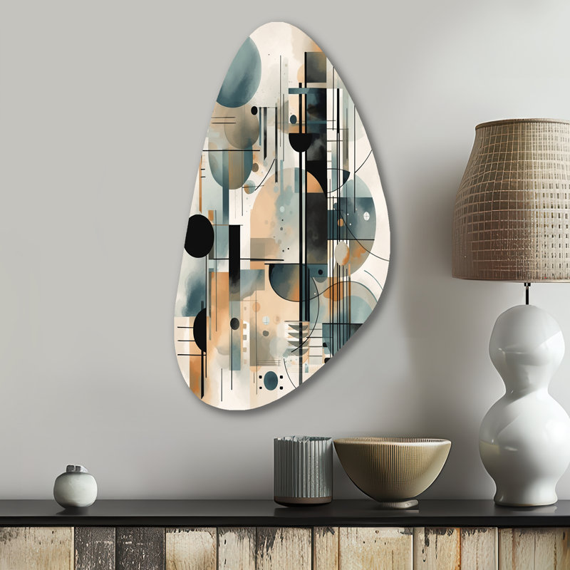 Lemari Blue Cream Minimalisme Quiet Profondeurs - Minimalisme, impression de forme unique sur métal, décoration murale asymétrique moderne en métal