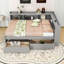 Lit de jour double en L avec ports de chargement USB, tiroirs de rangement et tablettes-99094073