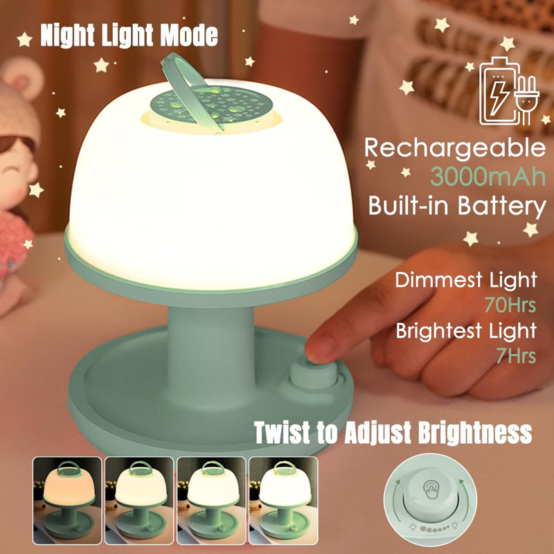 Veilleuse pour tout-petits, projecteur d'étoiles DEL avec minuterie, verte | Lumière douce et agréable pour les yeux, luminosité réglable, batterie rechargeable de 3000 mAh, changement de couleur, format portable pour l'heure du coucher