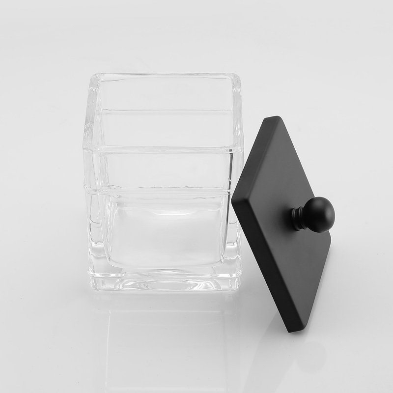  Ensemble de 2 pots de rangement en verre Apothecary - noir mat, Noir mat