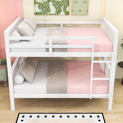 Full Over Full Wood Bunk Bed With Ladder