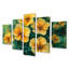 Été fleurs sauvages dans les tons verts et jaunes III - Art mural fleurs sauvages - ensemble d'art mural traditionnel 5 pièces