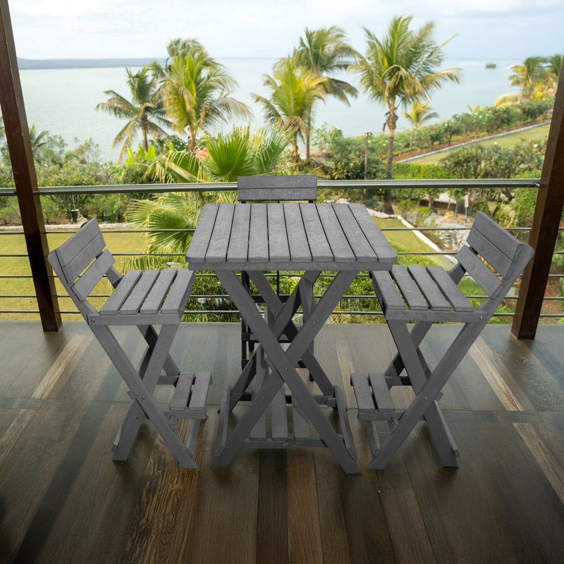 Key West Recycled HDPE Outdoor Folding Bar Stool , Gray