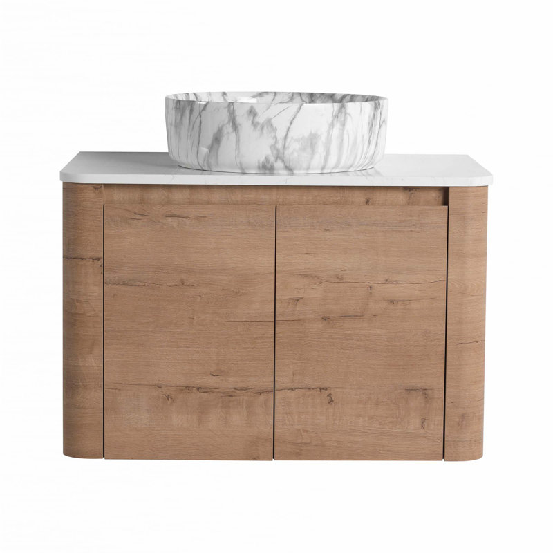 Meuble-lavabo mural avec lavabo d'art en céramique et porte à fermeture en douceur, 30", Gris