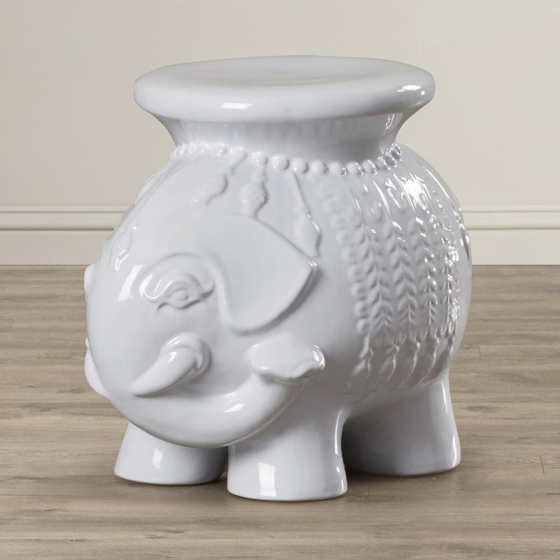Scarlette Ceramic Accent Stool, White