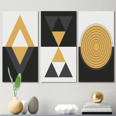 Designs abstraits minimalistes en couleurs rétro - ensemble d'art moderne Mid-Century de 3 pièces