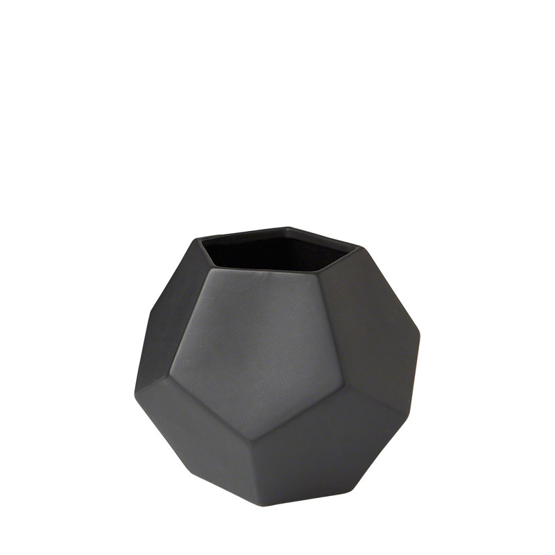 Faceted Table Vase, 4" H x 4.5" W x 4.5" D, Black